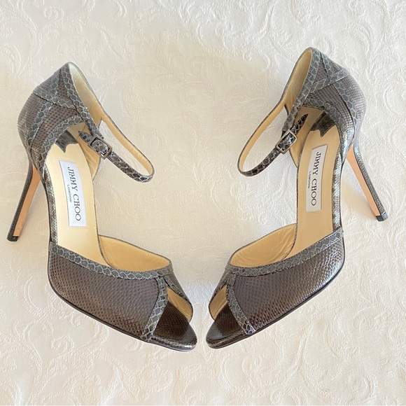 Jimmy Choo Two Tone Karung Leather Sandals - Picture 1 of 11